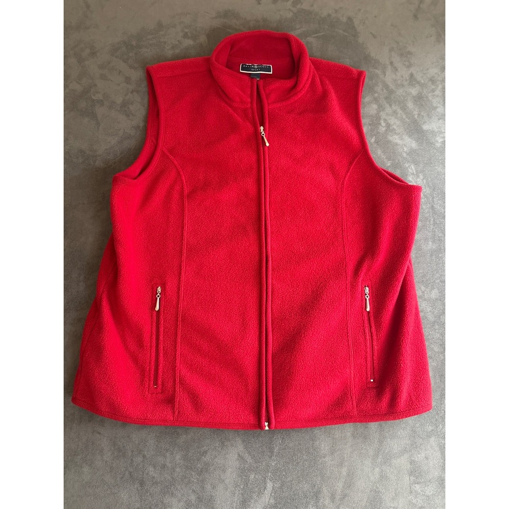 Sport Red Fleece Full Zip Mock Neck Vest Womens XL